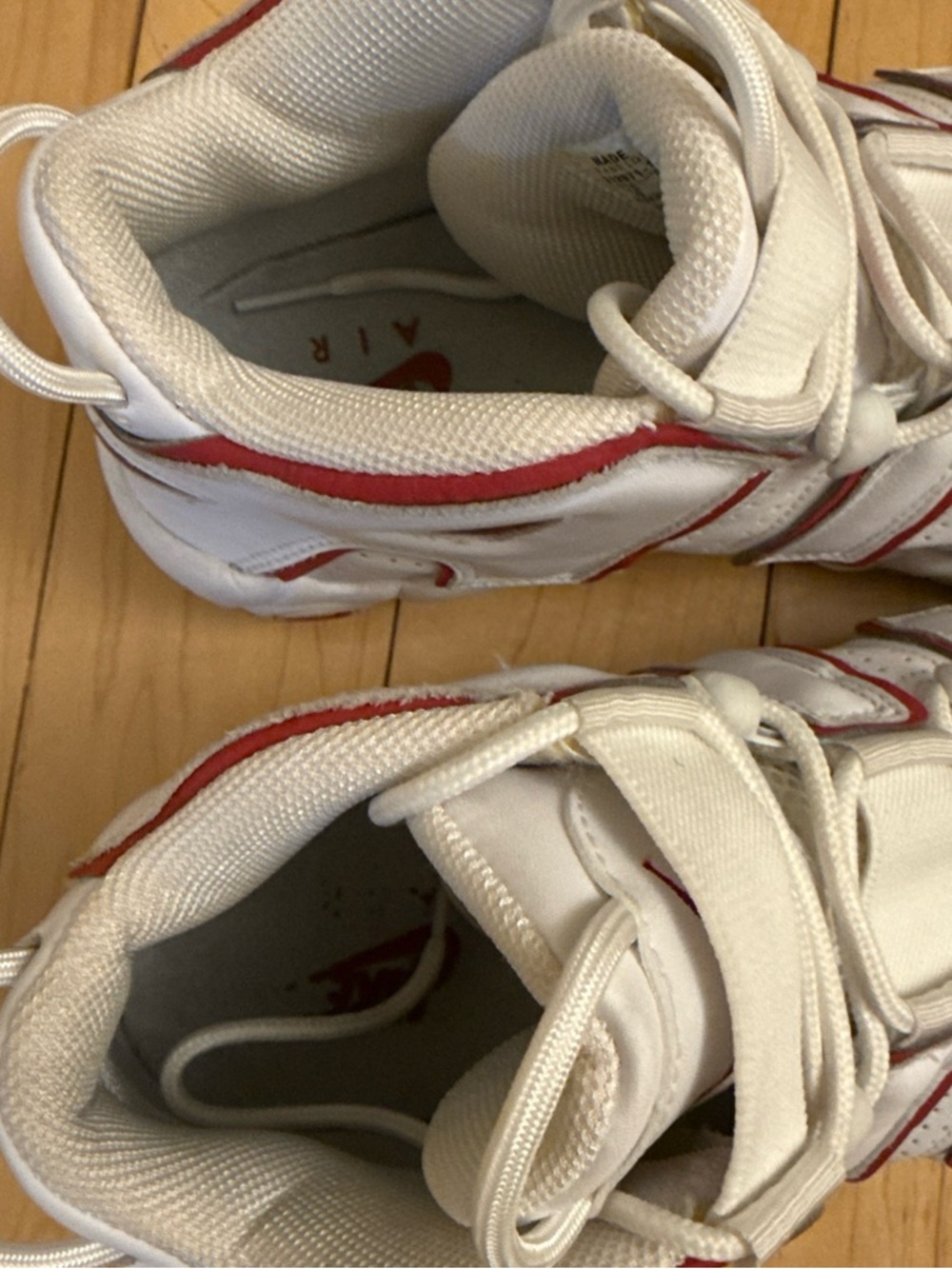 Nike White & Red mens Air More Uptempo Basketball Sneakers Sz 10 - Picture 6 of 16